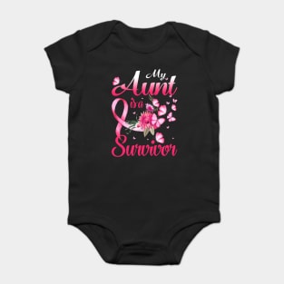 My Aunt Is A Survivor Butterfly Breast Cancer Awareness Baby Bodysuit